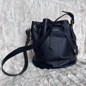 Authentic Black Leather Alexander McQueen Leather Padlock Skull Bucket Bag